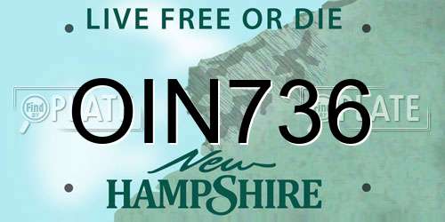 OIN736 New Hampshire License Plate