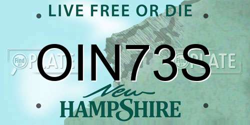 OIN73S New Hampshire License Plate