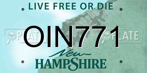 OIN771 New Hampshire License Plate