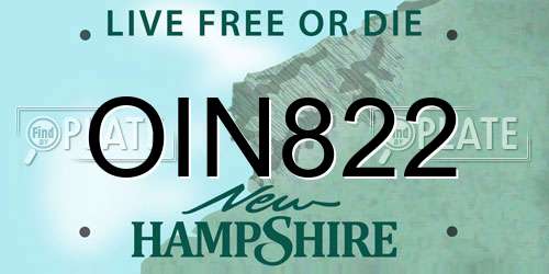 OIN822 New Hampshire License Plate