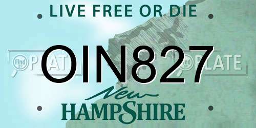 OIN827 New Hampshire License Plate