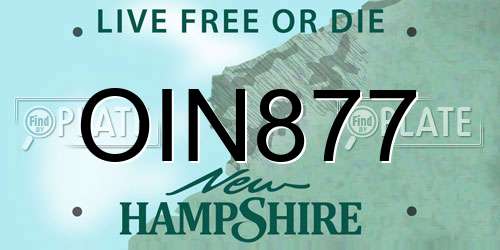 OIN877 New Hampshire License Plate