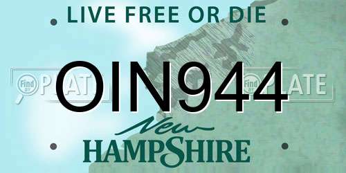 OIN944 New Hampshire License Plate