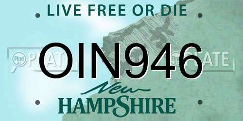 OIN946 New Hampshire License Plate