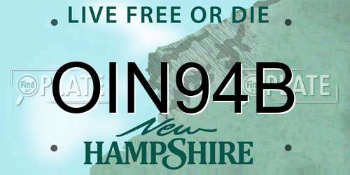OIN94B New Hampshire License Plate