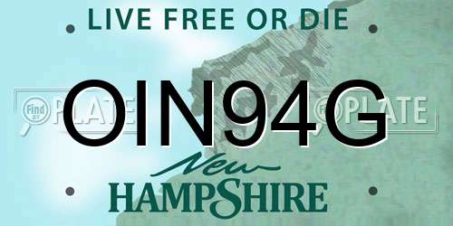 OIN94G New Hampshire License Plate