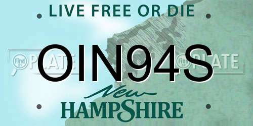 OIN94S New Hampshire License Plate