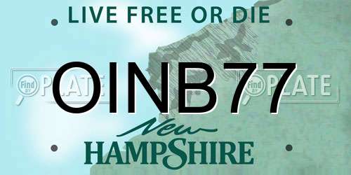 OINB77 New Hampshire License Plate