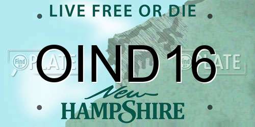 OIND16 New Hampshire License Plate