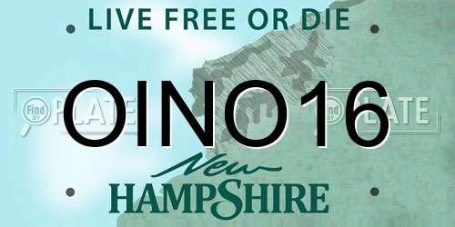 OINO16 New Hampshire License Plate