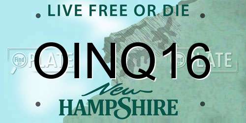 OINQ16 New Hampshire License Plate