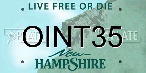OINT35 New Hampshire License Plate