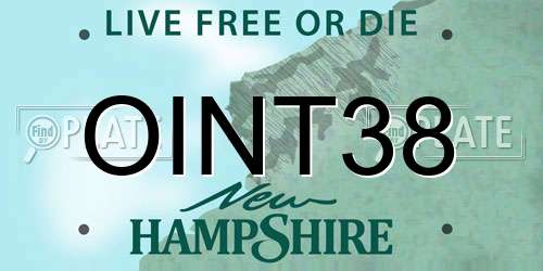 OINT38 New Hampshire License Plate