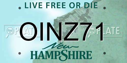 OINZ71 New Hampshire License Plate