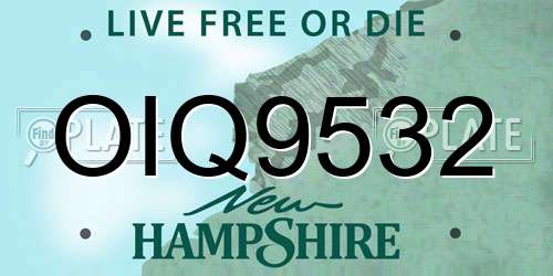 OIQ9532 New Hampshire License Plate