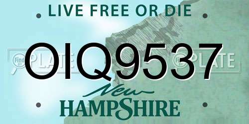 OIQ9537 New Hampshire License Plate