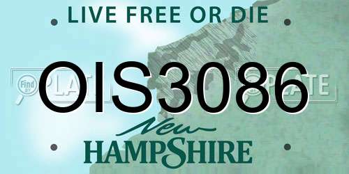 OIS3086 New Hampshire License Plate