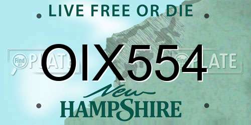 OIX554 New Hampshire License Plate