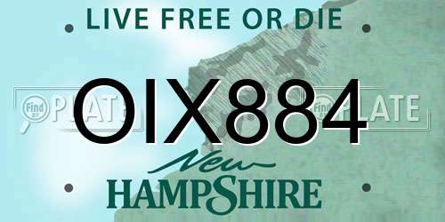 OIX884 New Hampshire License Plate