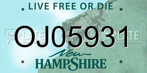 OJ05931 New Hampshire License Plate