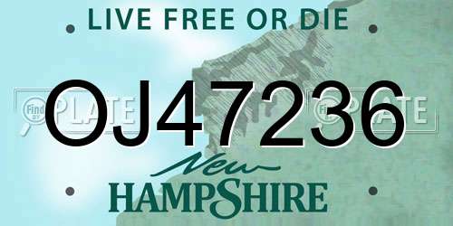OJ47236 New Hampshire License Plate