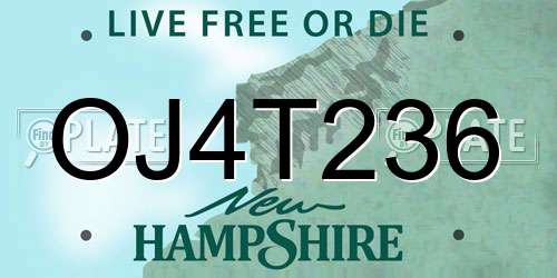 OJ4T236 New Hampshire License Plate