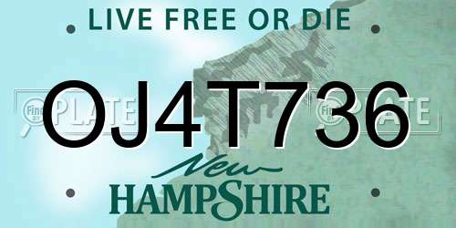 OJ4T736 New Hampshire License Plate