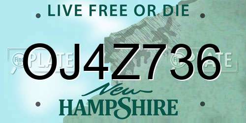 OJ4Z736 New Hampshire License Plate