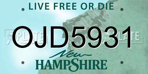 OJD5931 New Hampshire License Plate