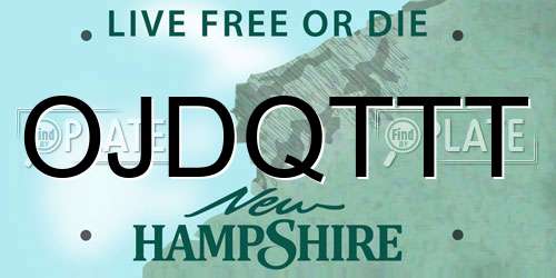 OJDQTTT New Hampshire License Plate