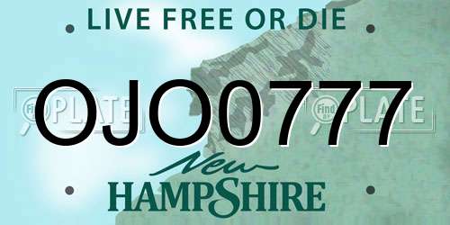 OJO0777 New Hampshire License Plate
