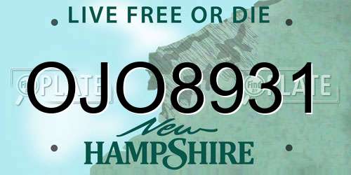 OJO8931 New Hampshire License Plate