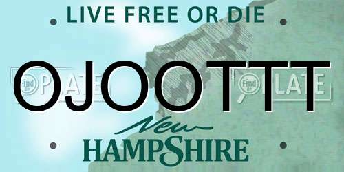 OJOOTTT New Hampshire License Plate