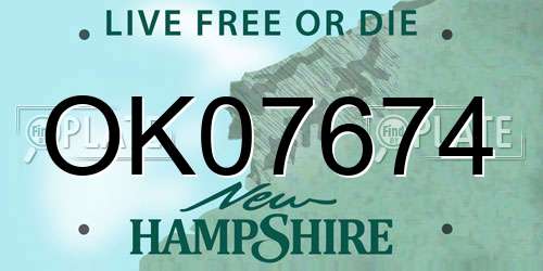 OK07674 New Hampshire License Plate