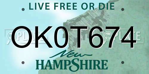OK0T674 New Hampshire License Plate