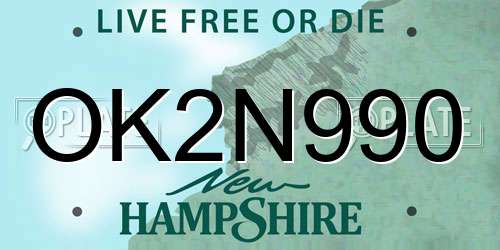 OK2N990 New Hampshire License Plate