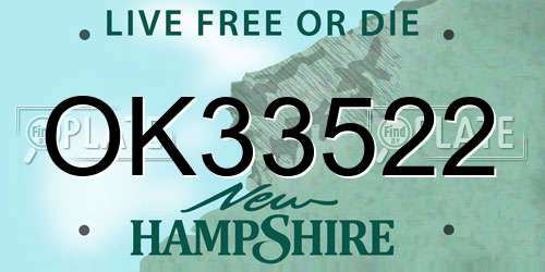 OK33522 New Hampshire License Plate