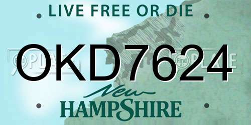 OKD7624 New Hampshire License Plate