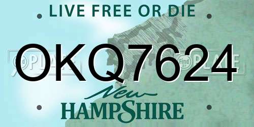 OKQ7624 New Hampshire License Plate