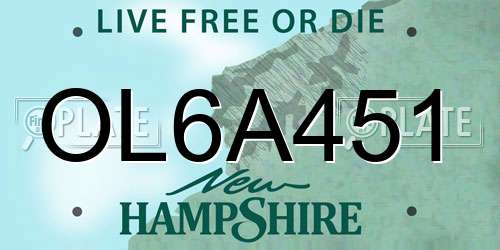 OL6A451 New Hampshire License Plate