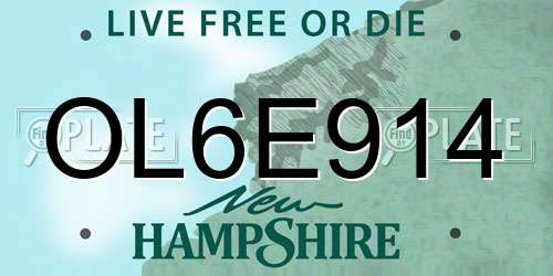 OL6E914 New Hampshire License Plate