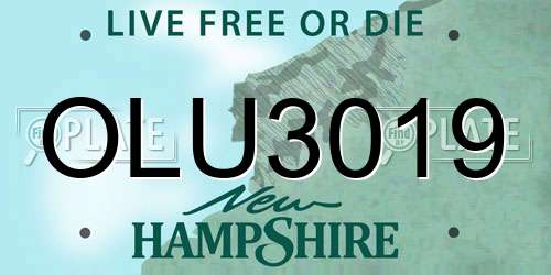 OLU3019 New Hampshire License Plate