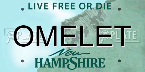 OMELET New Hampshire License Plate