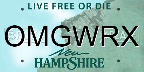 OMGWRX New Hampshire License Plate