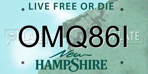 OMQ86I New Hampshire License Plate