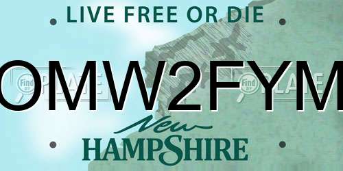OMW2FYM New Hampshire License Plate
