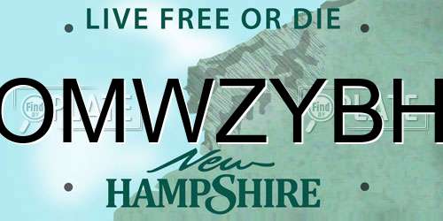 OMWZYBH New Hampshire License Plate