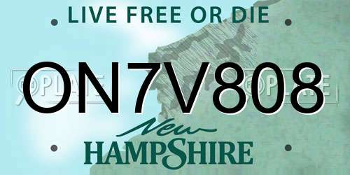 ON7V808 New Hampshire License Plate