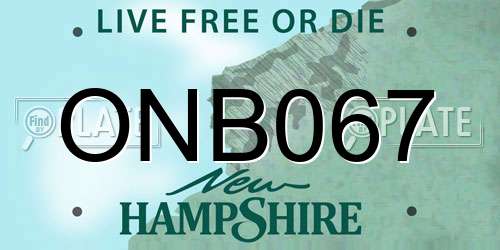 ONB067 New Hampshire License Plate