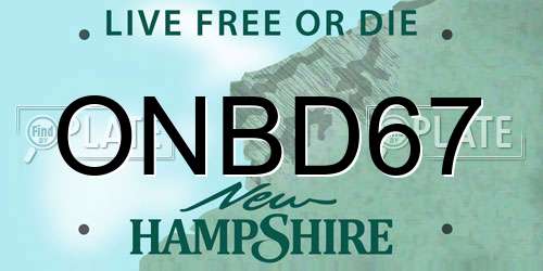 ONBD67 New Hampshire License Plate